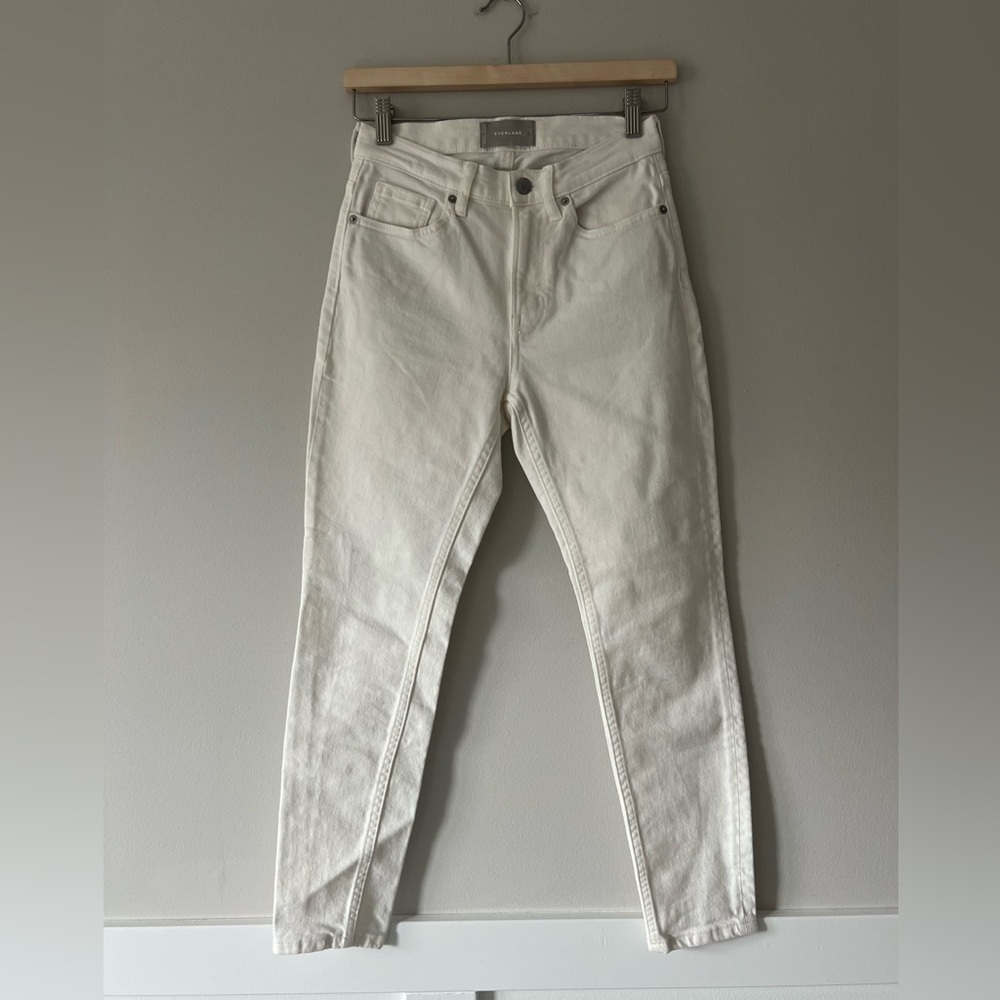 Everlane The High-Rise Skinny Ankle Jeans Off White 25
